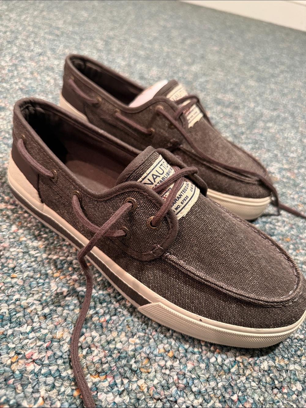 Casual Men's Canvas Boat Shoes - Brown/Gray